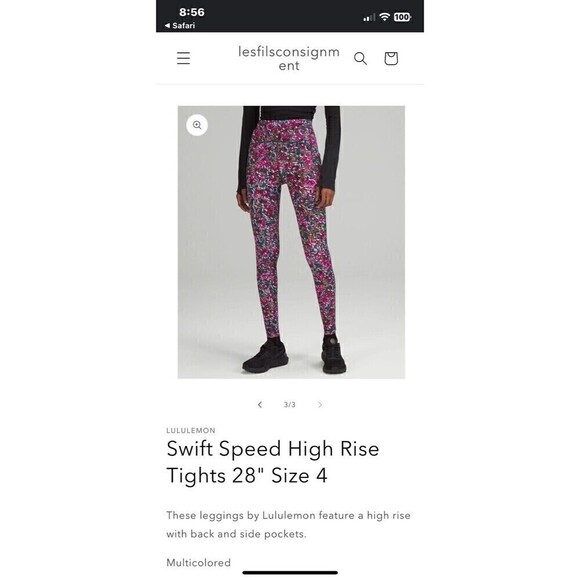 Lululemon Swift Speed High-Rise Tight 28" Fluoro Floral Electric Pink Multi Sz 4 - Picture 3 of 12